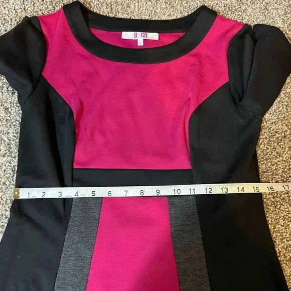 9&co pink BLACK GRAT COLOR BLOCK DRESS MIDI LENGTH SHORT SLEEVE SIZE 6 - Picture 6 of 8